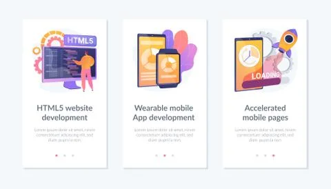 IT development services app interface template. Stock Illustration