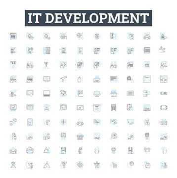 IT development vector line icons set. IT, development, software, coding Illustrazione stock