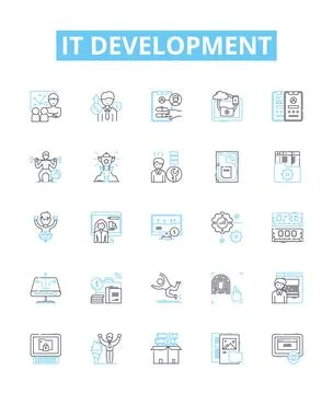 IT development vector line icons set. IT, development, software, coding Illustrazione stock
