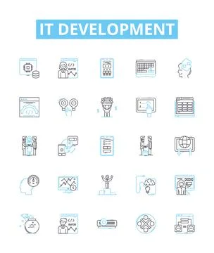 IT development vector line icons set. IT, development, software, coding Illustrazione stock