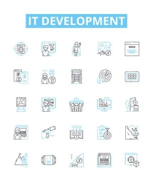 IT development vector line icons set. IT, development, software, coding Stock Illustration