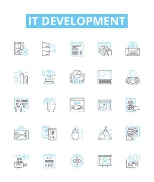 IT development vector line icons set. IT, development, software, coding Illustrazione stock