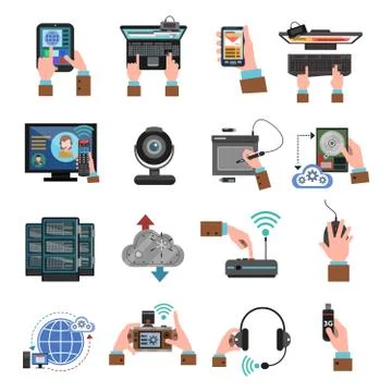 It Devices Icons Flat 스톡 일러스트