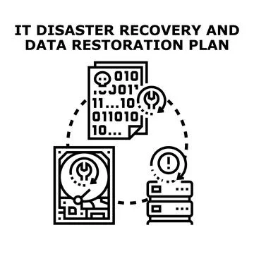 It disaster recovery and data restoration plan Stock Illustration