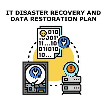 It disaster recovery and data restoration plan Illustrazione stock