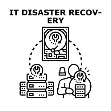 It disaster recovery plan restoring data Stock Illustration