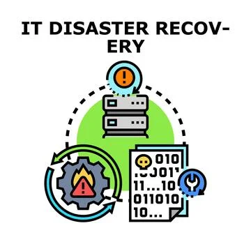 It disaster recovery process restoring system operations from failure Illustrazione stock