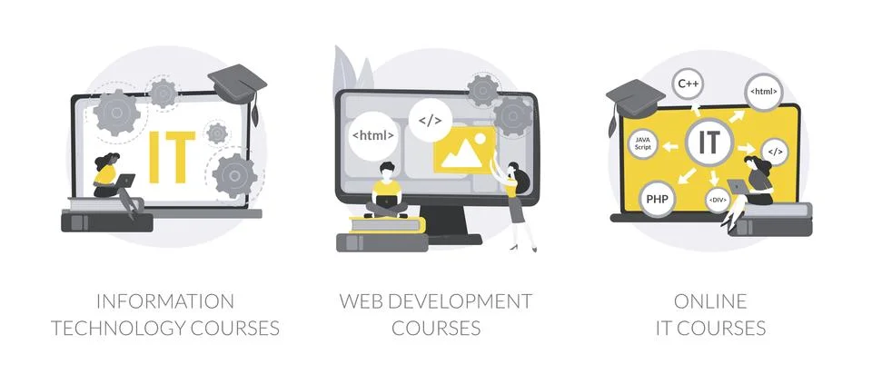 IT education abstract concept vector illustrations. Stock Illustration