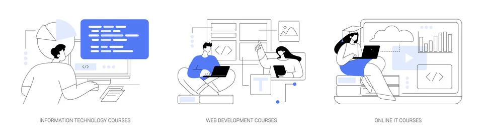 IT education abstract concept vector illustrations. Ilustração Stock
