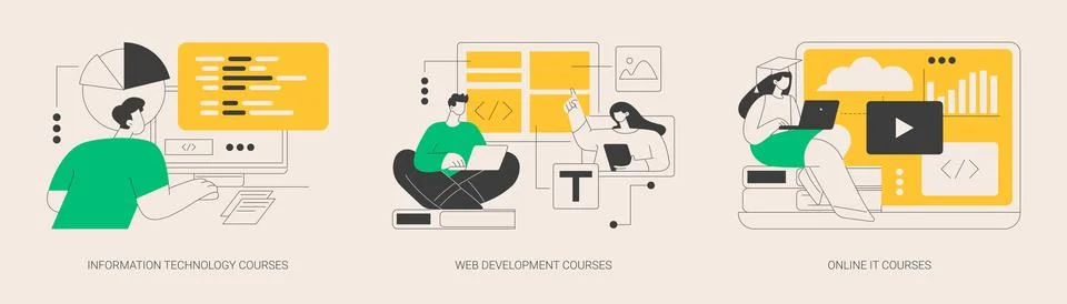 IT education abstract concept vector illustrations. イラスト素材