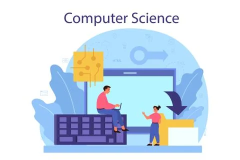 IT education concept. Student write software and create code Stock Illustration