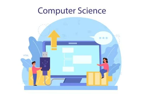 IT education concept. Student write software and create code Stock Illustration