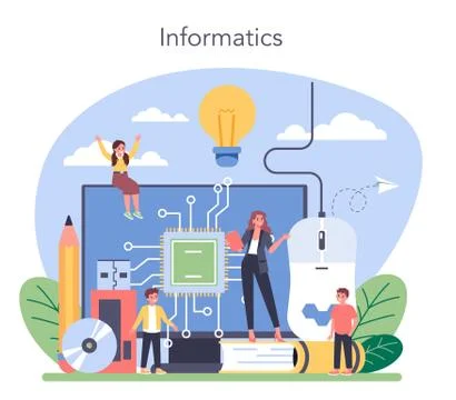 IT education concept. Student write software and create code Illustrazione stock
