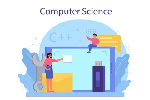 IT education concept. Student write software and create code Stock Illustration