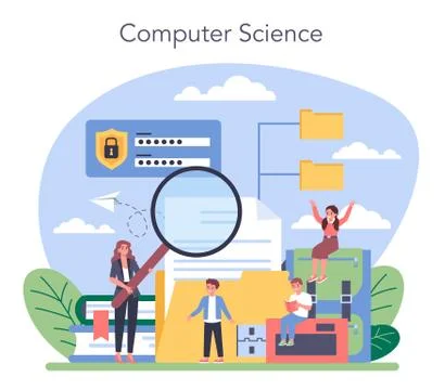 IT education concept. Student write software and create code Stock Illustration