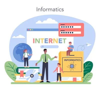 IT education concept. Student write software and create code Stock Illustration