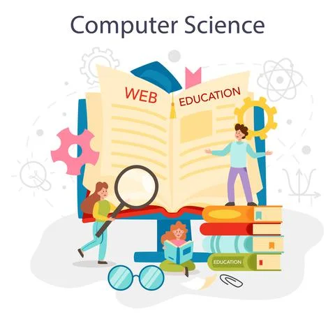 IT education concept. Student write software and create code for computer Stock Illustration