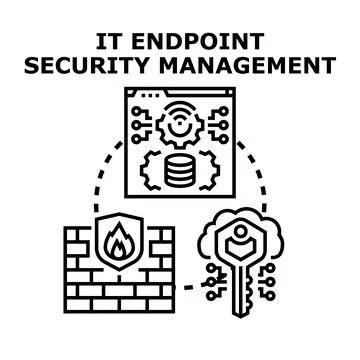 It endpoint security management protecting data access Stock Illustration