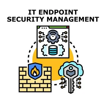 It endpoint security management protecting data access Stock Illustration