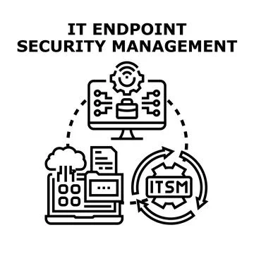 It endpoint security management service operations concept Stock Illustration