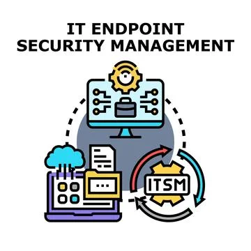 It endpoint security management service operations concept Stock Illustration