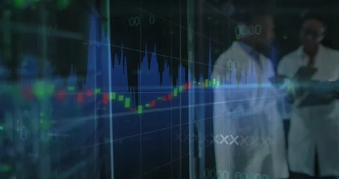 IT engineer and data analyst entering server room with chart overlay appearing, Stock Footage 327450770