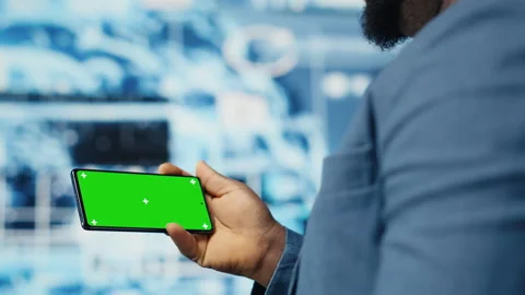 IT engineer in a high tech space uses copy space display with AI modern tools Stock Footage 312359527