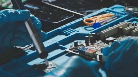 IT Engineer installing Hardware Equipment Development Facility Engineer Mai.. Stock Footage 340187889