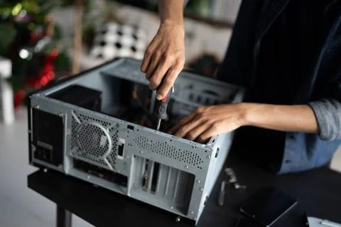IT Engineer installing Hardware Equipment Development Facility Engineer Ma... Stock Photos