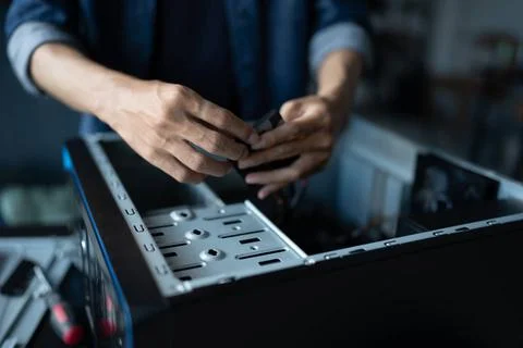 IT Engineer installing Hardware Equipment Development Facility Engineer Ma... Stock Photos