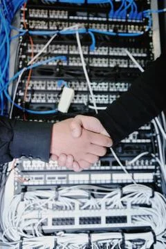 It engineer in network server room Stock Photos