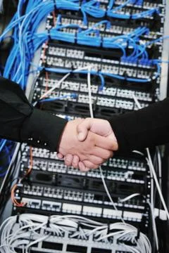 It engineer in network server room Stock Photos