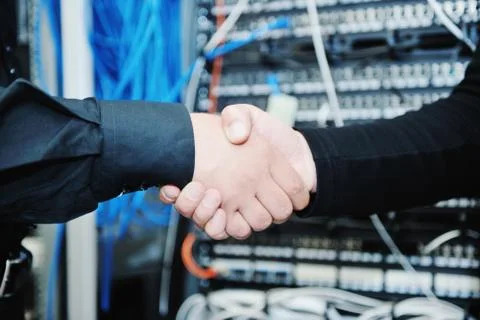 It engineer in network server room Stock Photos