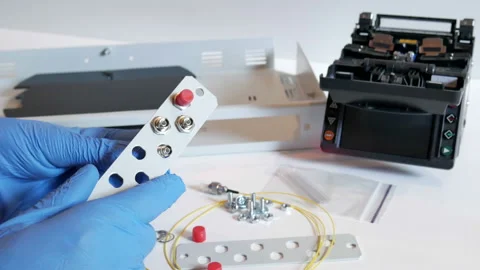 IT Engineer is a patching network equipment in server room. Stock Footage 91006880