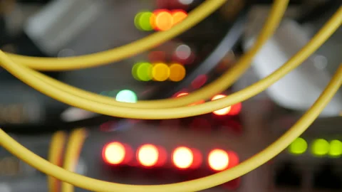 IT Engineer is a patching network equipment in server room. Stock Footage 112194840