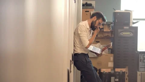 IT Engineer Patching Network Equipment In Server Room.Maintenance Data Center Video stock 156312877