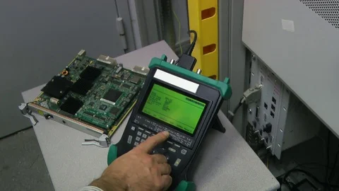 IT engineer test and maintenance telecom equipment in server room, datacenter Video stock 81368802