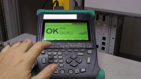 IT engineer test and maintenance telecom equipment in server room, datacenter Video stock 81371206