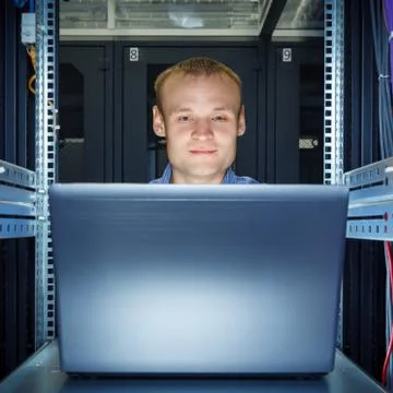 IT Engineer working on a laptop Foto stock