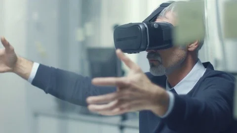 IT Engineer Working with Virtual Reality Headset On.  Stock Footage 71133570