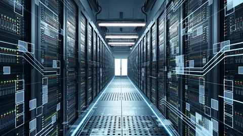 IT engineering, rack servers in the modern data center. Stock Footage 104049964