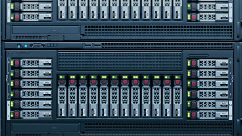 IT engineering, rack servers in the modern data center. Video stock 106343960