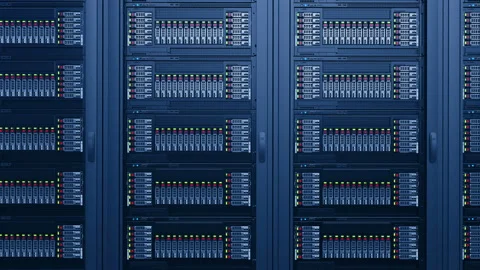 IT engineering, rack servers in the modern data center. Video stock 106348283