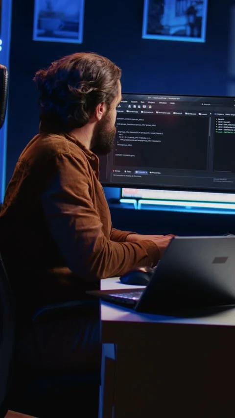 IT expert complaining while solving coding project tasks, suffering from burnout Stock Footage 264512212