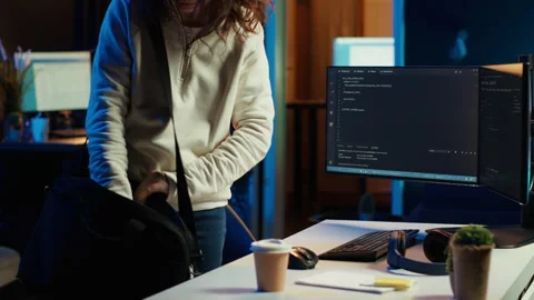 IT expert starting job shift, ready to design and develop software applications Stock Footage 283692373