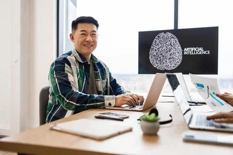 IT expert working on developments of artificial intelligence Stock Photos