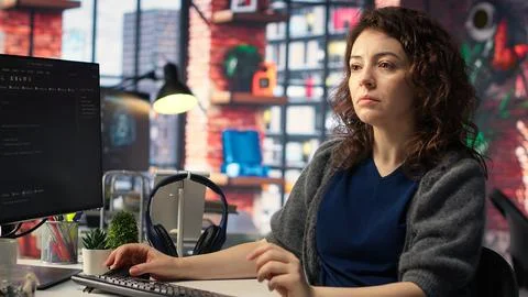 IT expert writing code and debugging on artificial intelligence neural networks Foto stock