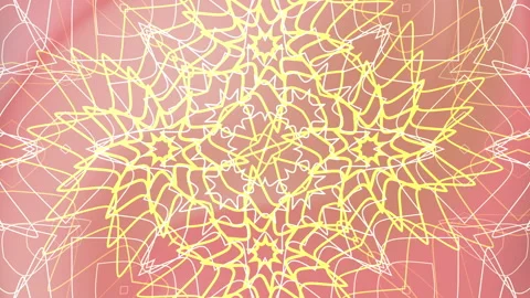It features pink and yellow abstract swirling lines forming a symmetrical patter Stock Footage 310338106