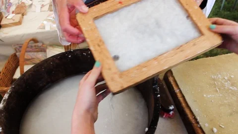 It felt made from sheep's wool.Handmade. Master Class. Video stock 86680897