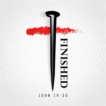 It is finished, John 19 30, cross with nail and blood Stock-Illustration